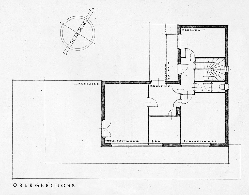 Das Haus Albrecher-Leskoschek in Graz: das Obergeschoss (Bild: Archiv der TU Graz, Sammlung Herbert Eichholzer)